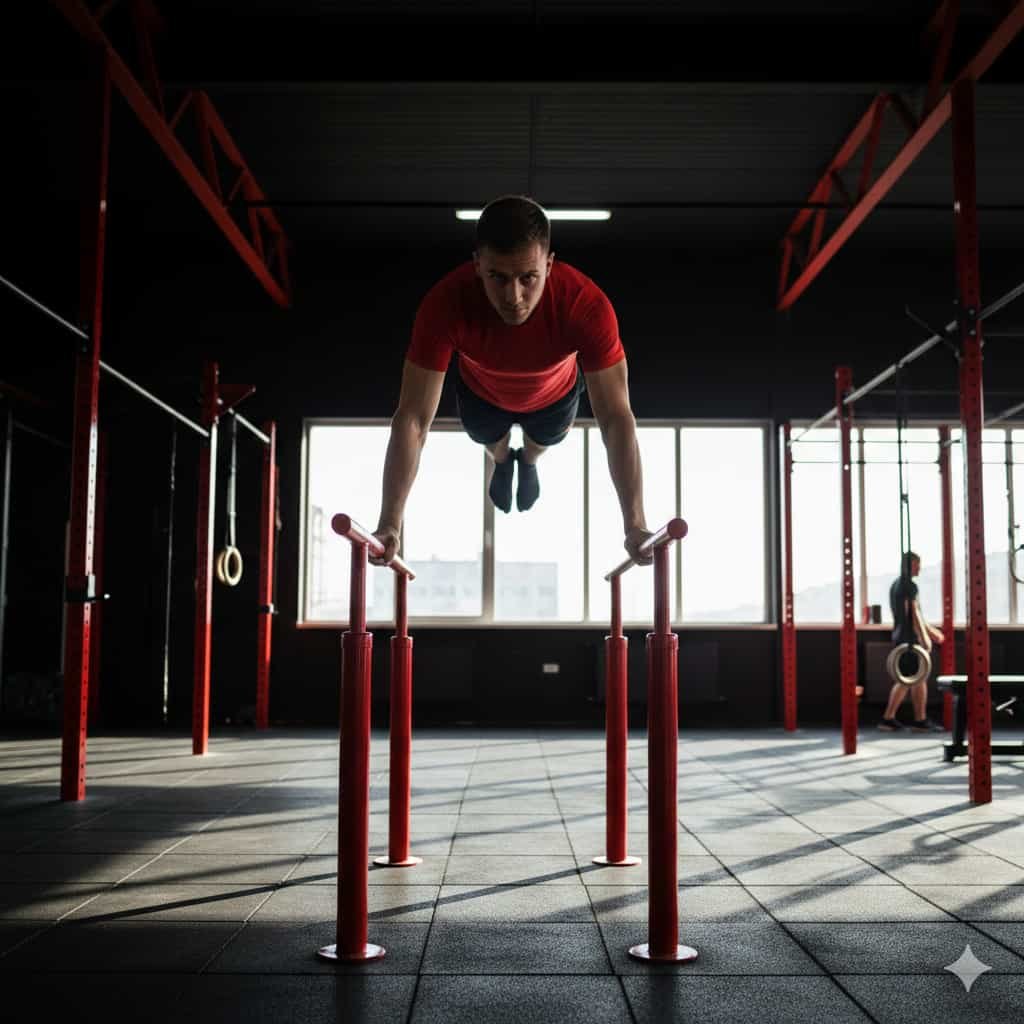 Imagem de um atleta a fazer uma Full Planche de forma eficaz e segura.